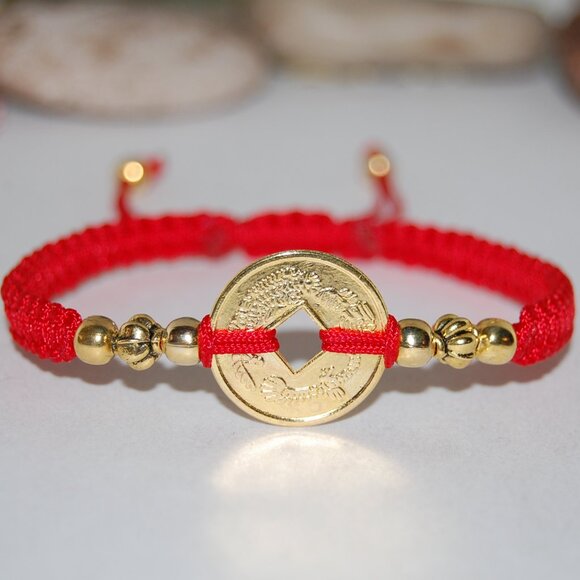 Lucky Coin Bracelet,Chinese Fung Shui Coin Bracelet,Good Luck Bracelet - Picture 1 of 2